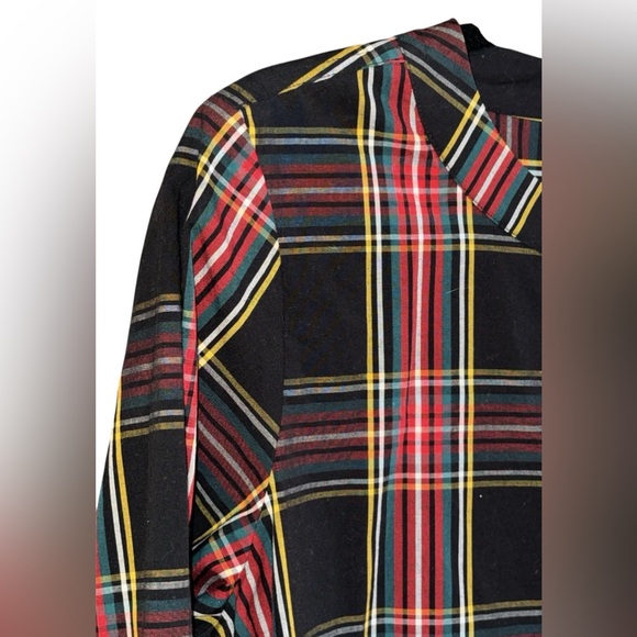 J. CREW Jeweled Button Popover Top Stewart Tartan Plaid Long Sleeve Stretch M - Picture 7 of 12